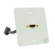 SY Electronics HDMI Single Gang Wall Plate – EU White Finish | SY-WP-H-EW
