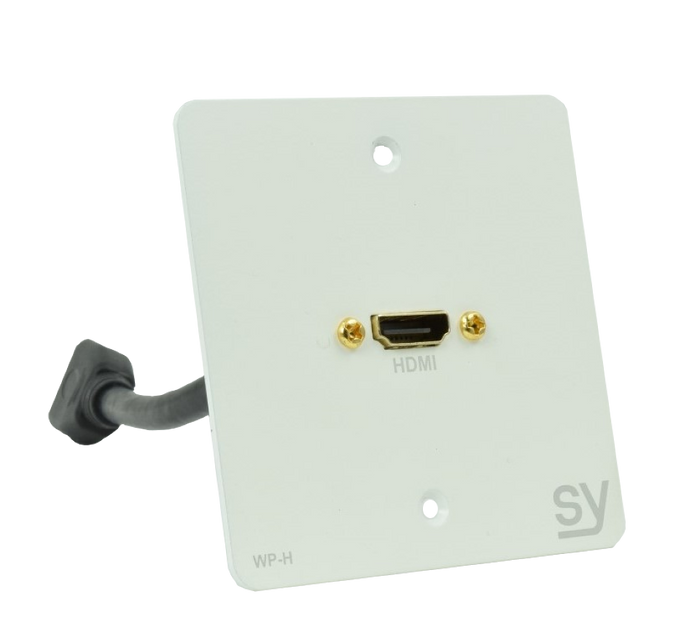 SY Electronics HDMI Single Gang Wall Plate – EU White Finish | SY-WP-H-EW Wall Plates & Switch Covers SY Electronics