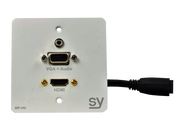 SY Electronics HDMI & VGA EU Single Gang Wall Plate with Audio - White | SY-WP-HV-EW