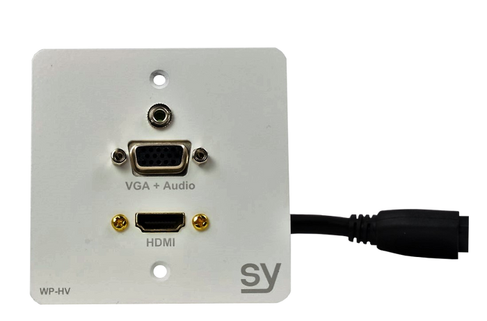SY Electronics HDMI & VGA EU Single Gang Wall Plate with Audio - White | SY-WP-HV-EW Wall Plates & Switch Covers SY Electronics