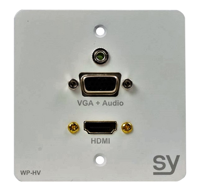 SY Electronics HDMI & VGA EU Single Gang Wall Plate with Audio - White | SY-WP-HV-EW Wall Plates & Switch Covers SY Electronics