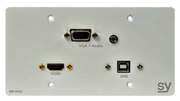 SY Electronics HDMI, VGA & USB-B EU Double Gang Wall Plate - White | SY-WP-HVU-EW