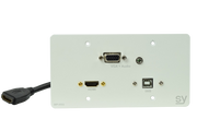SY Electronics HDMI, VGA & USB-B EU Double Gang Wall Plate - White | SY-WP-HVU-EW