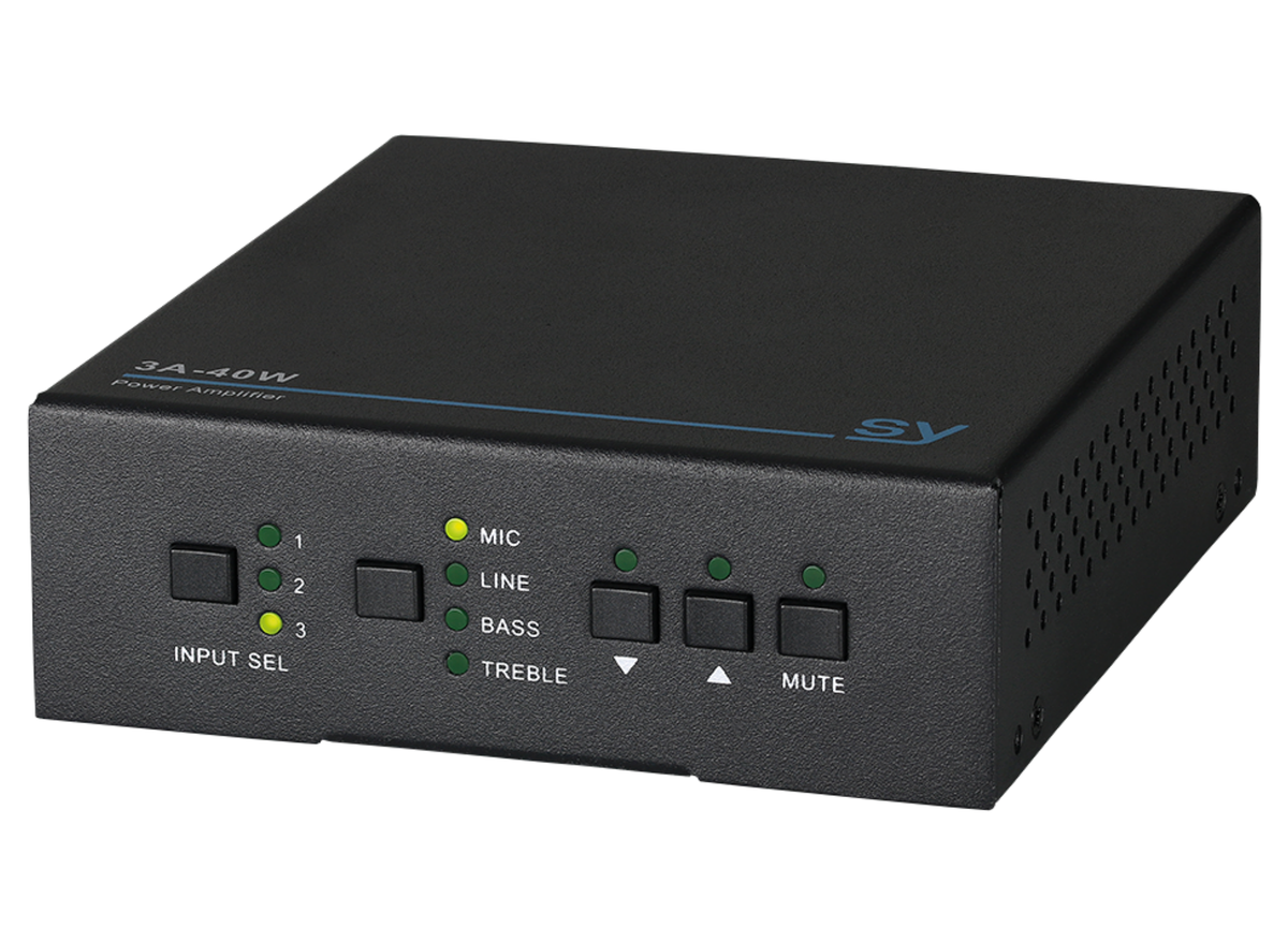 SY Electronics 40W 70/100V Line Amplifier with RS232 & Mic Mixer | SY-3A-40W Audio Amplifier SY Electronics