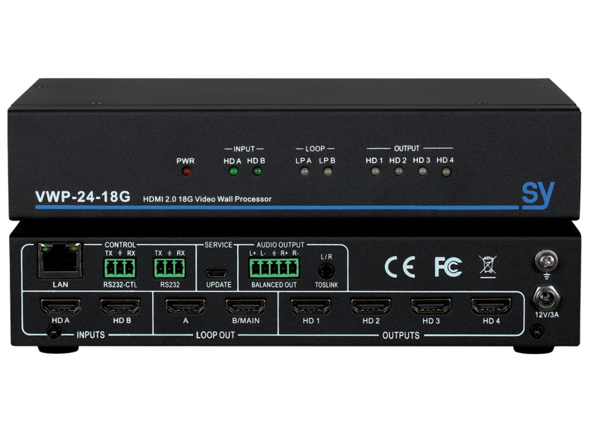 SY Electronics 4K60 2x2 Video Wall Processor with 4 HDMI Outputs | SY-VWP-24-18G
