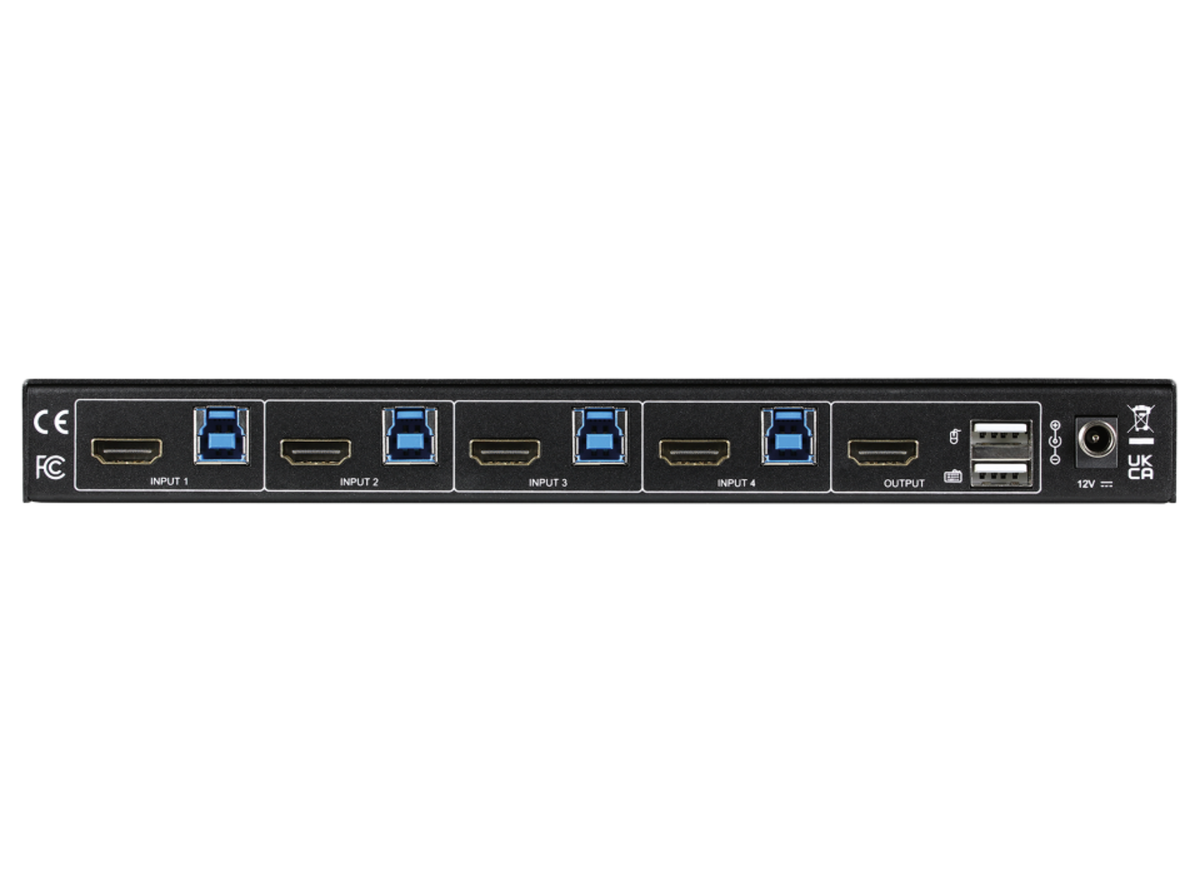 SY Electronics 4x1 HDMI 2.0 4K60 KVM Switcher with USB 3.0 & Hotkey Control | SY-KVM41-U3-18G KVM Extender SY Electronics