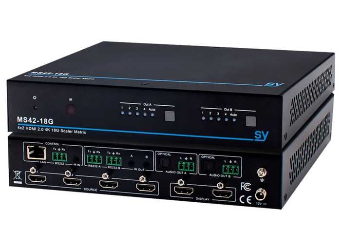 SY Electronics 4x2 HDMI 2.0 18G Matrix Switcher with Scaling & Audio | SY-MS42-18G Matrix Switcher SY Electronics