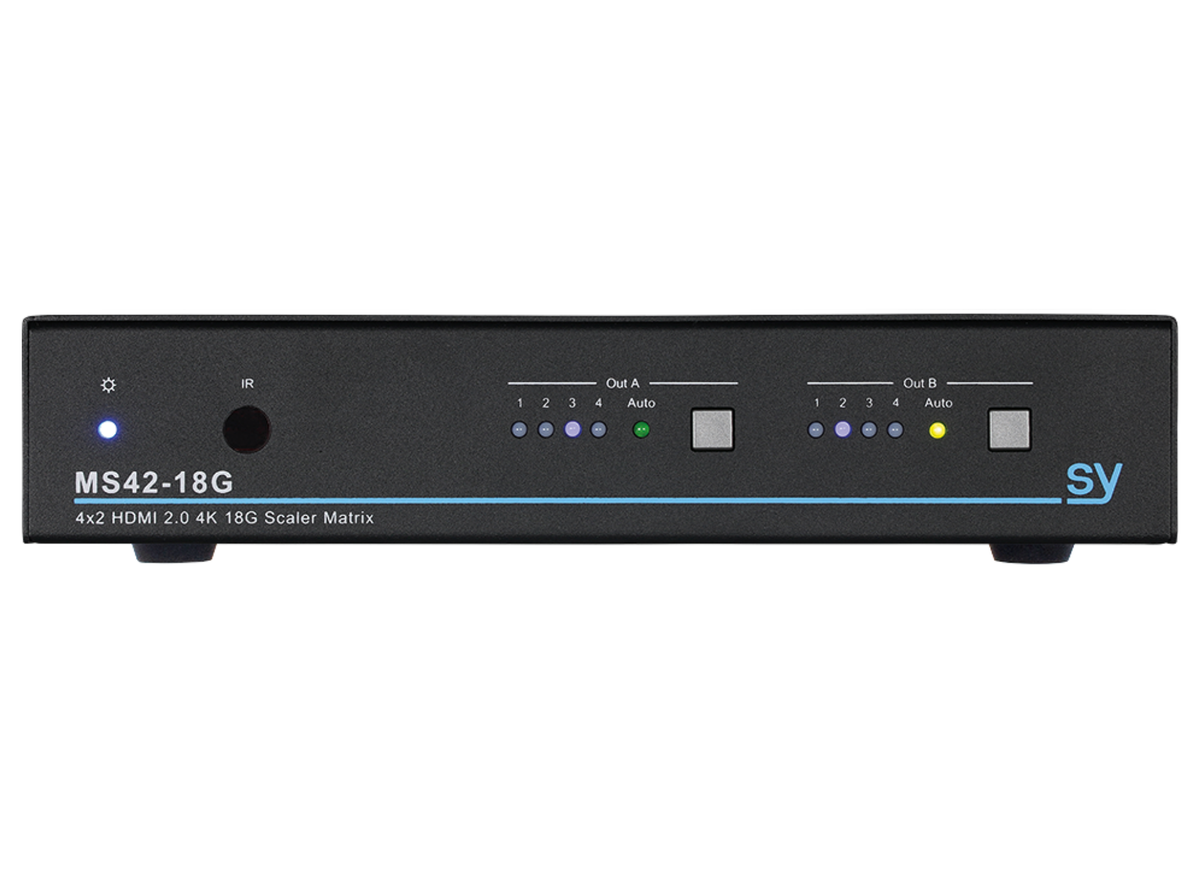 SY Electronics 4x2 HDMI 2.0 18G Matrix Switcher with Scaling & Audio | SY-MS42-18G