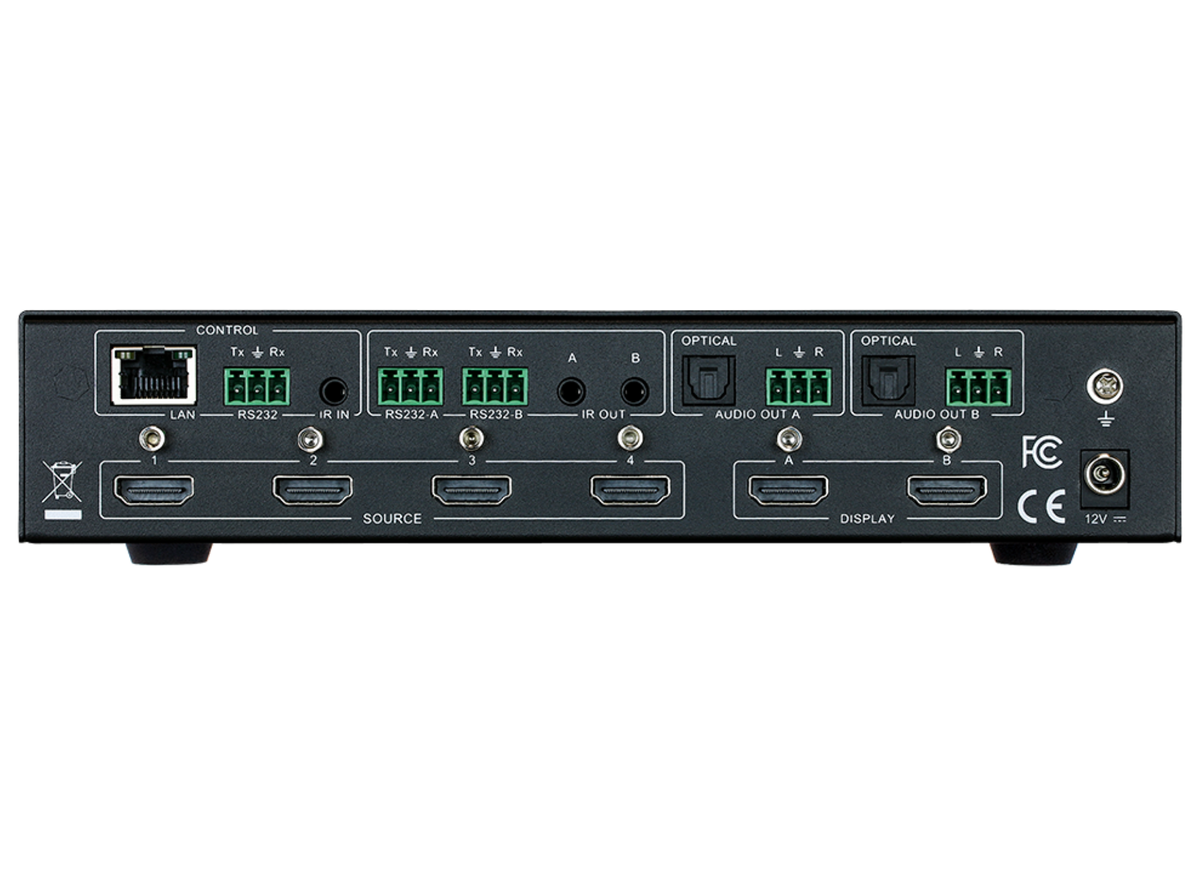 SY Electronics 4x2 HDMI 2.0 18G Matrix Switcher with Scaling & Audio | SY-MS42-18G