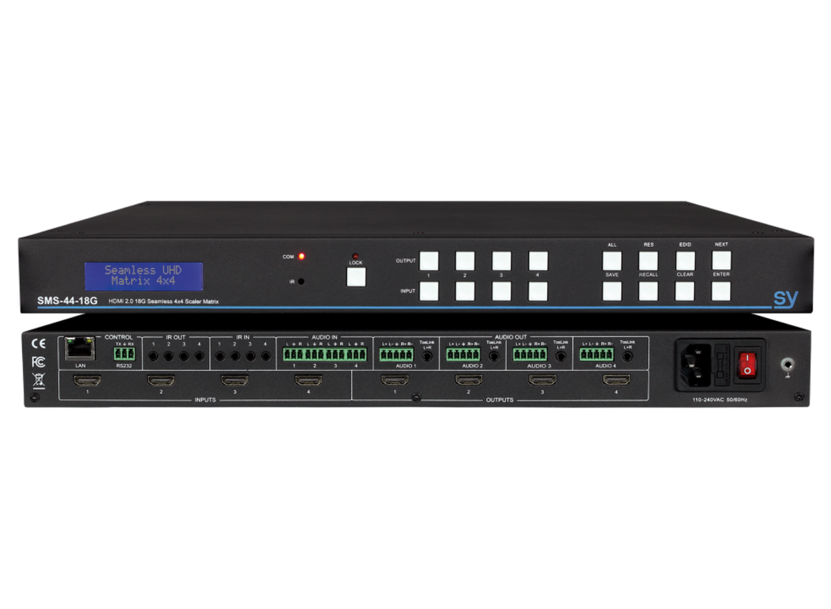 SY Electronics 4x4 HDMI 2.0 Seamless Matrix & Video Wall Processor | SY-SMS44-18G