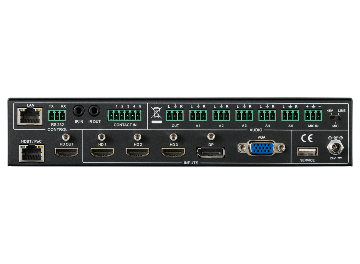 SY Electronics 5x1 HDMI 2.0 4K Presentation Switcher with HDBaseT, Scaler & Audio Mixing | SY-MFS51-18G Video Switch SY Electronics
