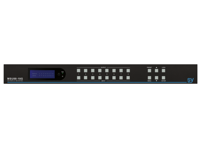 SY Electronics 8x8 HDMI 2.0 18G Matrix Switcher with 4K Scaling | SY-MSU-88-18G Matrix Switcher SY Electronics