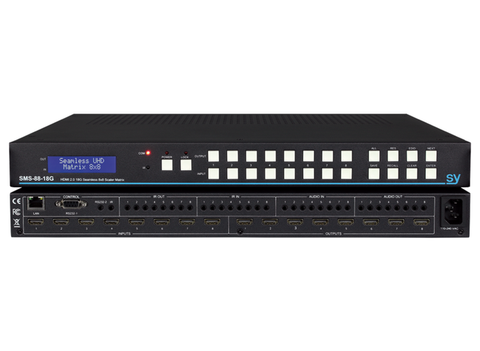 SY Electronics 8x8 HDMI 2.0 Seamless Matrix & Video Wall Processor | SY-SMS88-18G Matrix Switcher SY Electronics