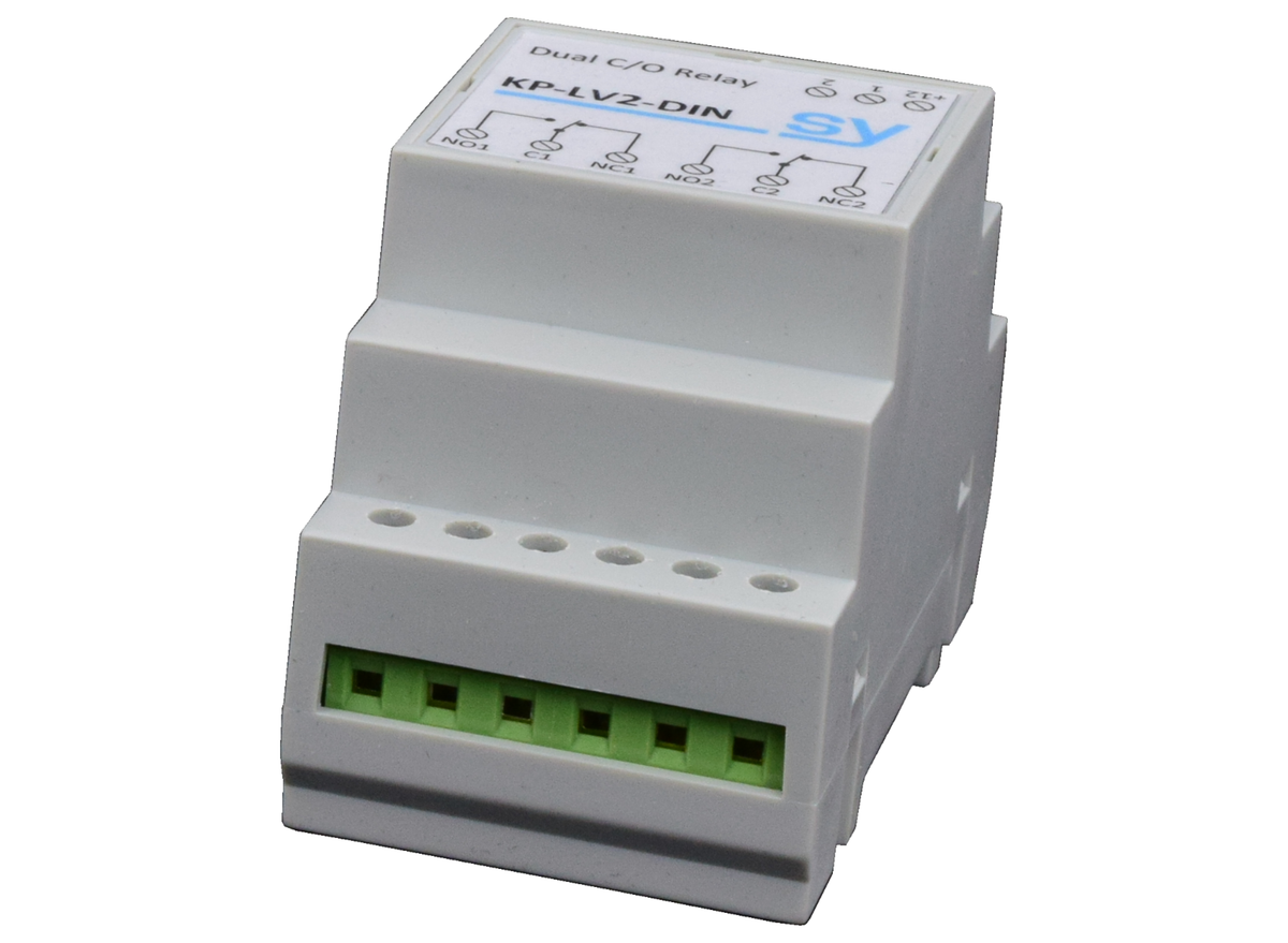 SY Electronics Dual 12V DC 20A DIN Rail Relay with Independent DPDT Outputs | SY-KP-LV2-DIN