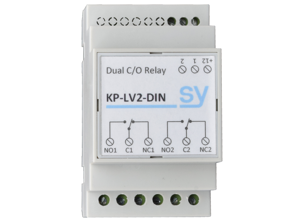 SY Electronics Dual 12V DC 20A DIN Rail Relay with Independent DPDT Outputs | SY-KP-LV2-DIN