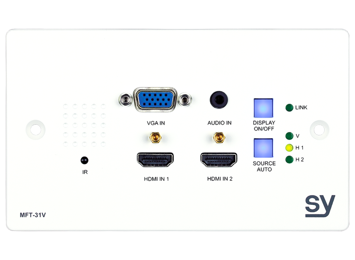SY Electronics HDMI/VGA 4K HDBaseT Wallplate Transmitter - White | SY-MFT-31V-W AV Extender SY Electronics