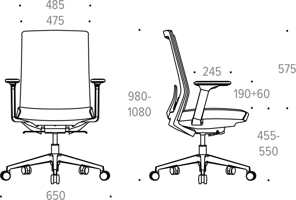 Formetiq B/TV4A/BB-G0 Veneto Task Chair with 3D Adjustable Padded Arms Chair formetiq