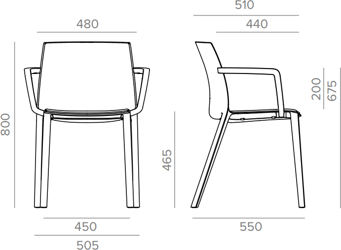 Formetiq B/SCPAP-E4 Palermo 4-Leg Chair with Integrated Arms Chair formetiq