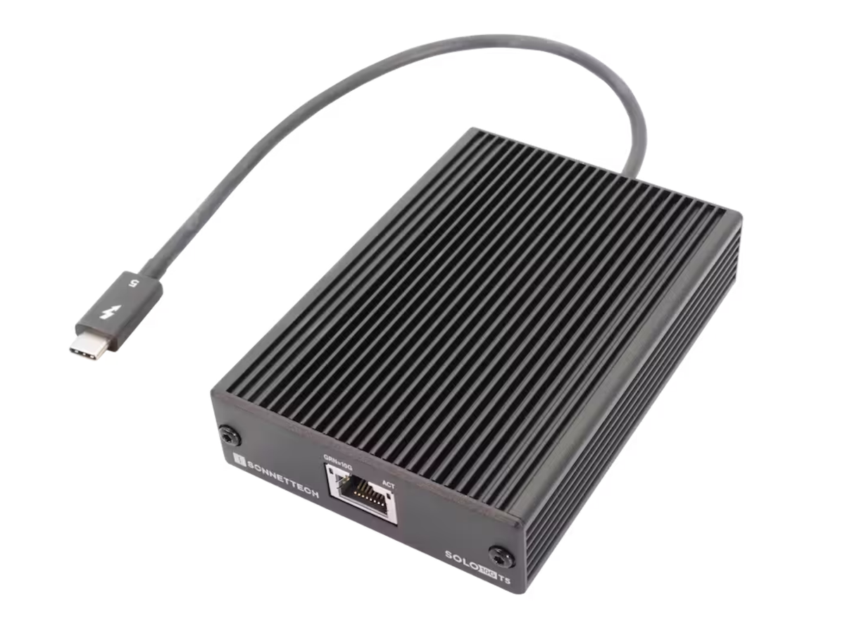 Sonnet Solo10G T5 Thunderbolt 5 to 10GbE Ethernet Adapter – RJ45, 10Gbps, Bus-Powered | SOLO10G-TB5 Adapter / Converter Sonnet