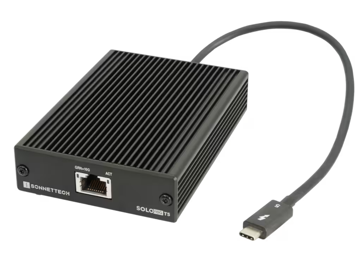 Sonnet Solo10G T5 Thunderbolt 5 to 10GbE Ethernet Adapter – RJ45, 10Gbps, Bus-Powered | SOLO10G-TB5 Adapter / Converter Sonnet