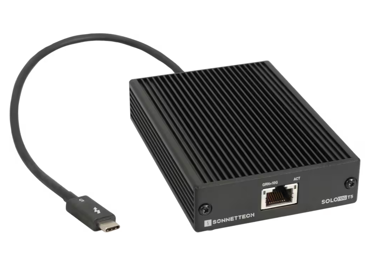 Sonnet Solo10G T5 Thunderbolt 5 to 10GbE Ethernet Adapter – RJ45, 10Gbps, Bus-Powered | SOLO10G-TB5 Adapter / Converter Sonnet