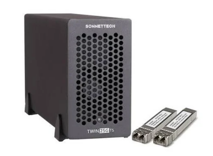 Sonnet Twin25G T5 Thunderbolt 5 Adapter – Dual-Port 25GbE, SFP28 Transceivers | TWIN25G-T5 Thunderbolt Adapter Sonnet