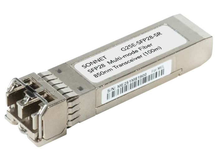 Sonnet SFP28 Short-Range Optical Transceiver – 25GbE/10GbE, LC Multimode, 100m | G25E-SFP28-SR Network Transceiver Modules Sonnet