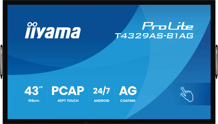 iiyama ProLite T4329AS-B1AG 43" 4K Ultra HD All-in-One PCAP Interactive Display Interactive Touchscreen Display iiyama