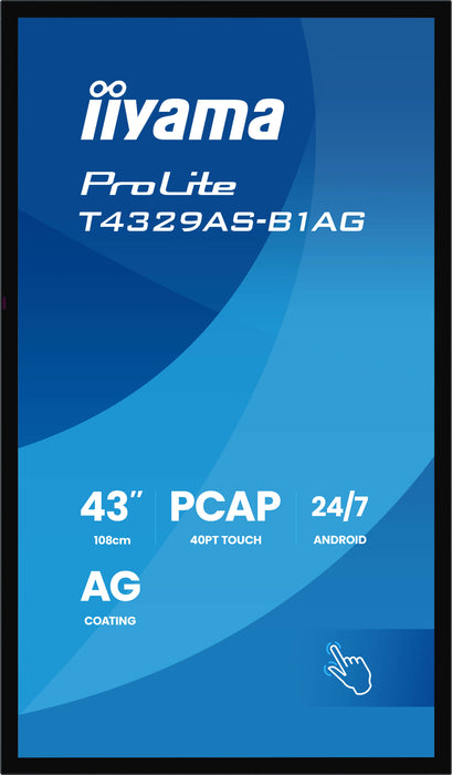 iiyama ProLite T4329AS-B1AG 43" 4K Ultra HD All-in-One PCAP Interactive Display iiyama Interactive Touchscreen Display iiyama