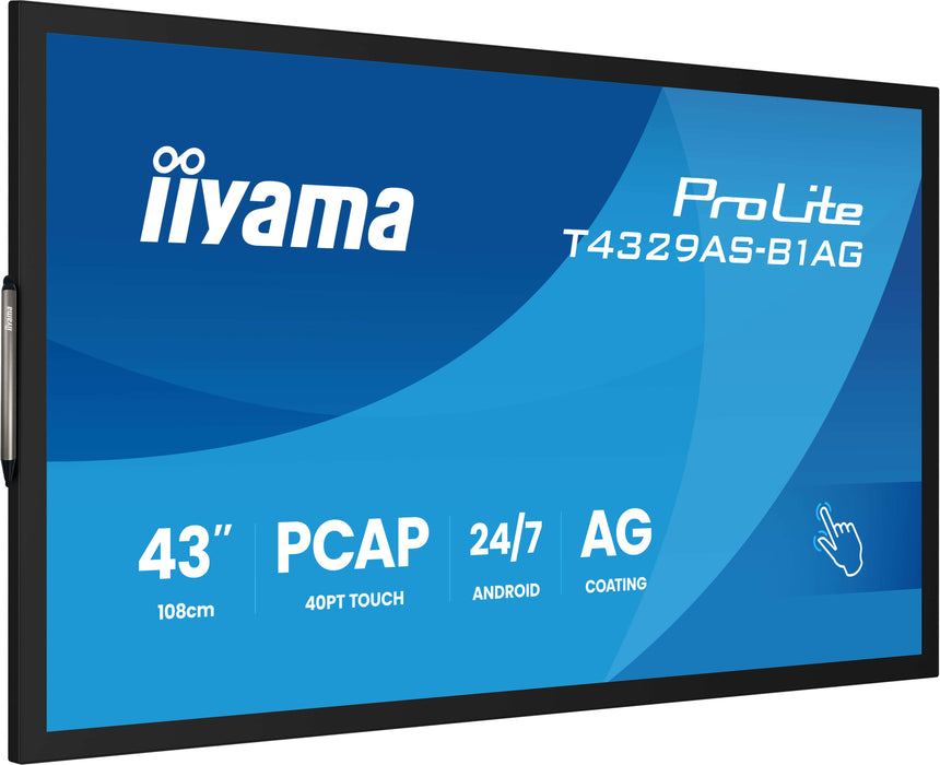 iiyama ProLite T4329AS-B1AG 43" 4K Ultra HD All-in-One PCAP Interactive Display iiyama Interactive Touchscreen Display iiyama