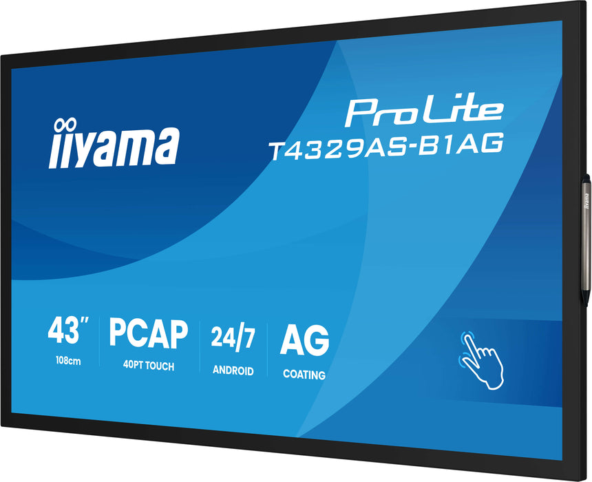 iiyama ProLite T4329AS-B1AG 43" 4K Ultra HD All-in-One PCAP Interactive Display iiyama Interactive Touchscreen Display iiyama