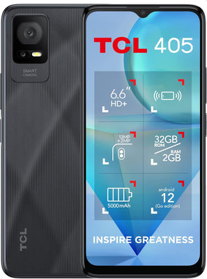 TCL 405 16.8 cm (6.6") Android 12 Go edition 4G USB Type-C 2 GB Ram 32 GB Storage 5000 mAh Grey Smartphone | T506D-3ALCGB12 Smartphone TCL