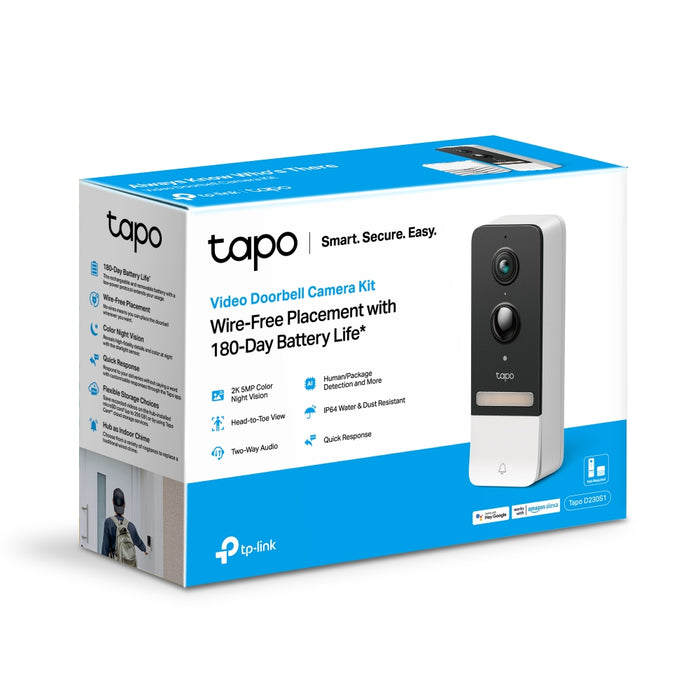 TP-Link Tapo Smart Battery Video Doorbell MulticolourDoor Chime - TAPO D230S1