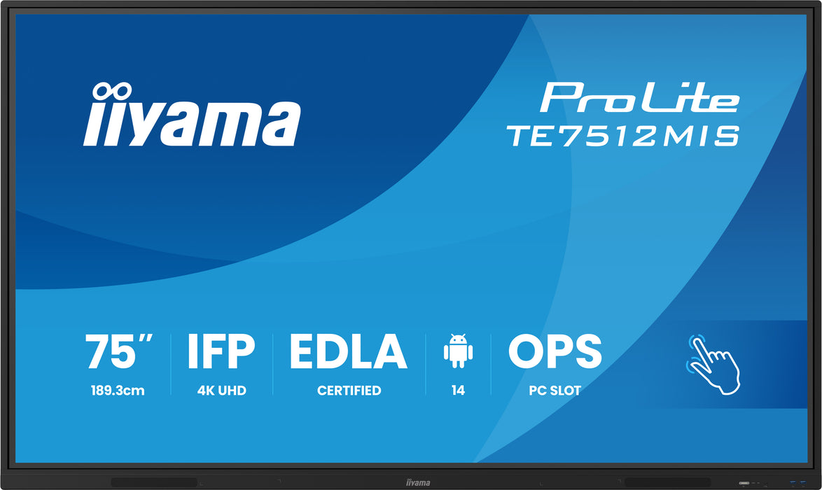 iiyama ProLite TE7512MIS-B4AG 75" 4K Ultra HD Interactive Touchscreen Display With Google EDLA Certified iiyama Interactive Touchscreen Display iiyama