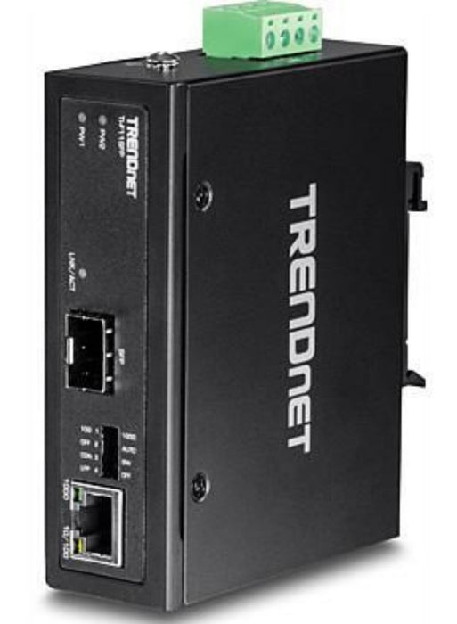 TRENDnet Hardened Industrial Media Converter | TI-F11SFP Network Media Converter Trendnet