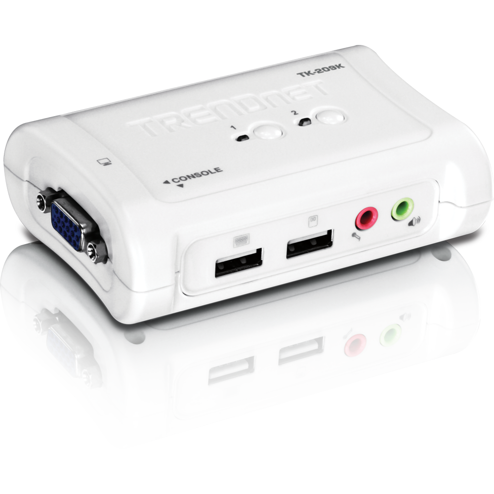 Trendnet 2-Port USB KVM Switch Kit with Audio | TK-209K Switches Trendnet