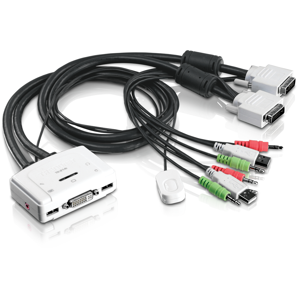 Trendnet 2-Port DVI USB KVM Switch Kit with Audio | TK-214I Switches Trendnet