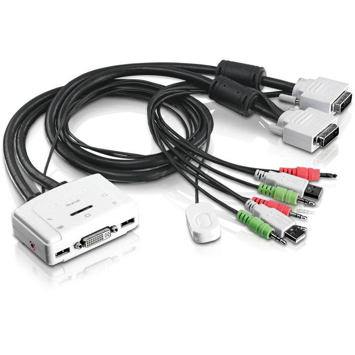 Trendnet 2-Port DVI USB KVM Switch Kit with Audio | TK-214I Switches Trendnet