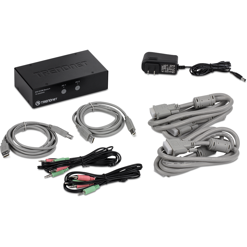 Trendnet 2-Port DVI KVM Switch Kit | TK-222DVK Switches Trendnet