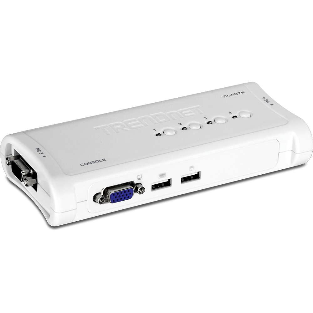 Trendnet 4-Port USB KVM Switch Kit | TK-407K Switches Trendnet
