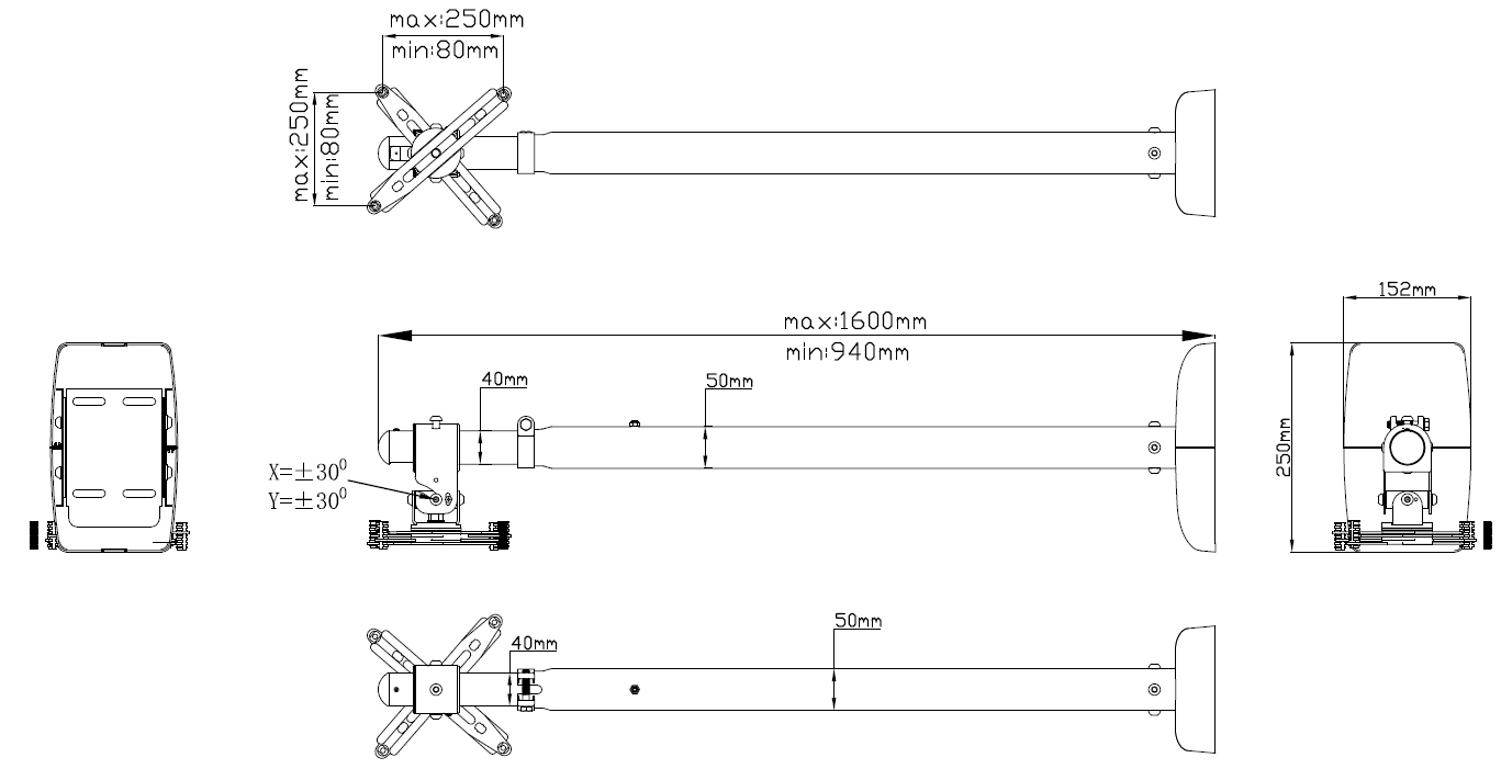 Vision TM-ST2 Short-Throw Projector Wall Mount Projector Mount Vision