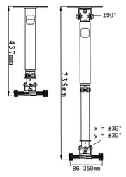 Vision TM-TELE Telescopic Projector Ceiling Mount | 44-73.5 cm Projector Mount Vision