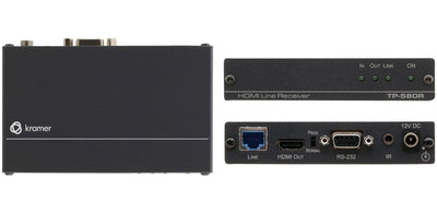 Kramer Electronics 4K60 4:2:0 HDMI HDCP 2.2 Receiver with RS-232 and IR Over Long-Reach HDBaseT | TP-580R AV Extender Kramer