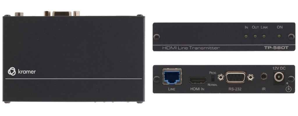 Kramer 4K60 4:2:0 HDMI HDCP 2.2 Transmitter with RS–232 & IR Over Long–Reach HDBaseT | TP-580T Video Signal Converter Kramer