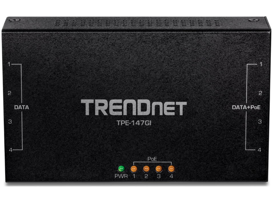 Trendnet 65W 4-Port Gigabit PoE+ Injector | TPE-147GI Trendnet Network PoE Adapters Trendnet