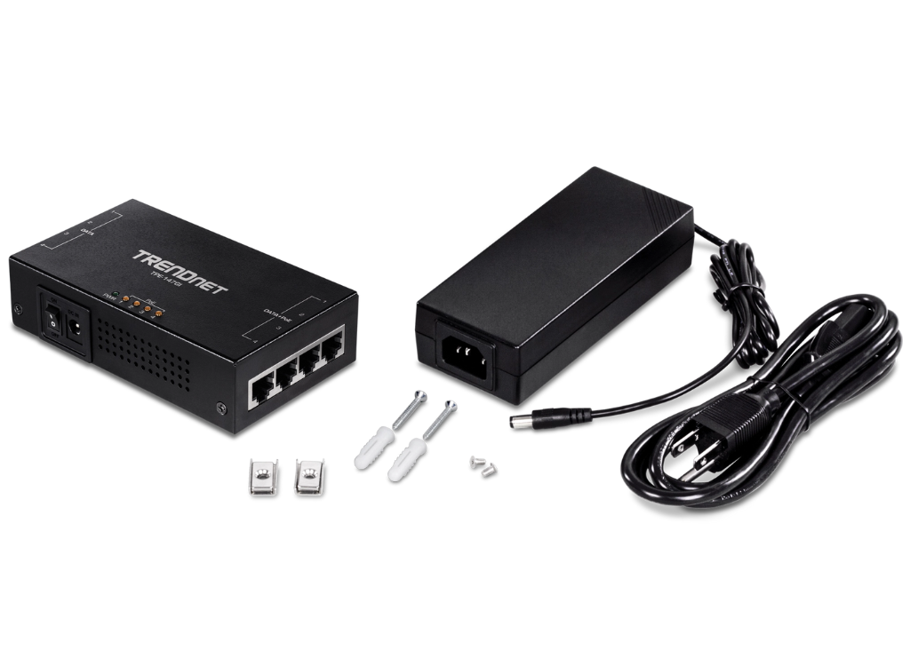 Trendnet 65W 4-Port Gigabit PoE+ Injector | TPE-147GI Adapter / Converter Trendnet