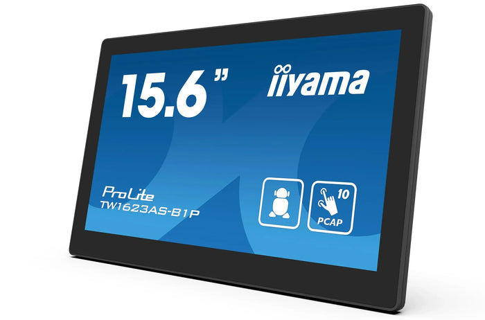 iiyama ProLite TW1623AS-B1P 15.6" Full HD PCAP 10pt Touch Screen Display Touchscreen Monitor iiyama