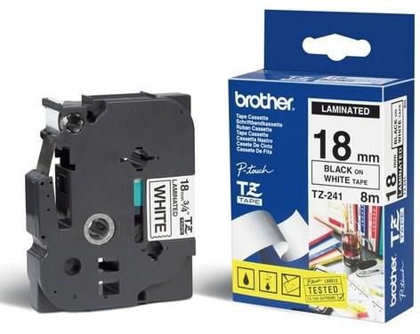 Brother 18mm Black on White Gloss Laminated Tape | TZ-241 Labelling Tapes Brother