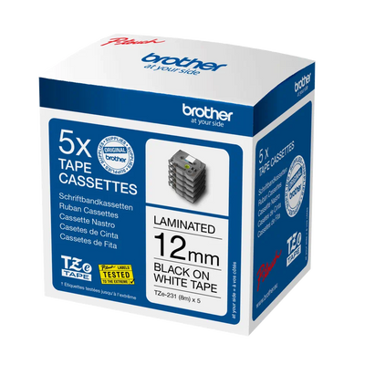 Brother TZE-231M5 Label-Making Tape Black On White Labelling Tapes Brother