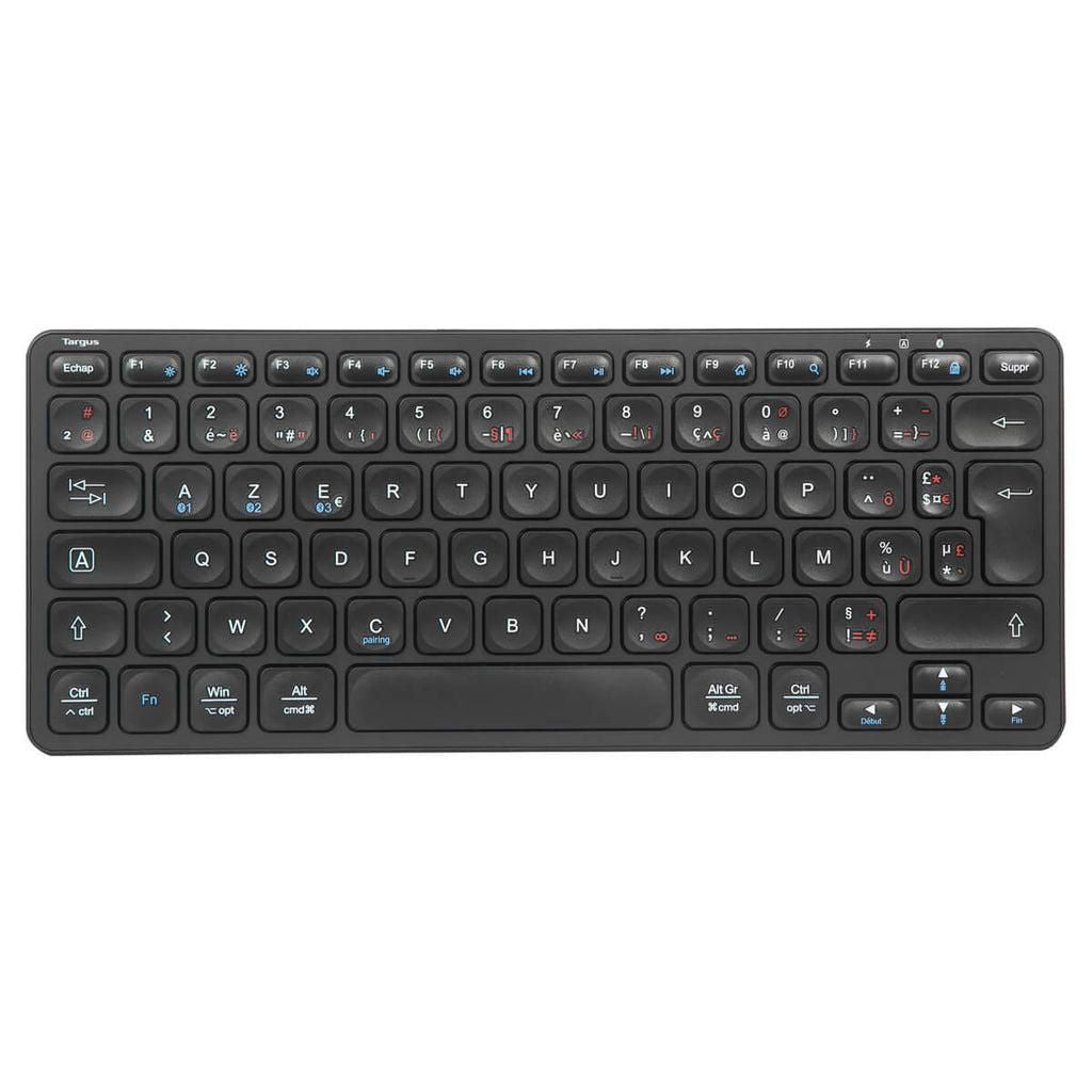 Targus Compact Multi-Device Bluetooth 5.1 Antimicrobial Keyboard – French AZERTY, Black | AKB862FR Keyboard & Mouse Targus